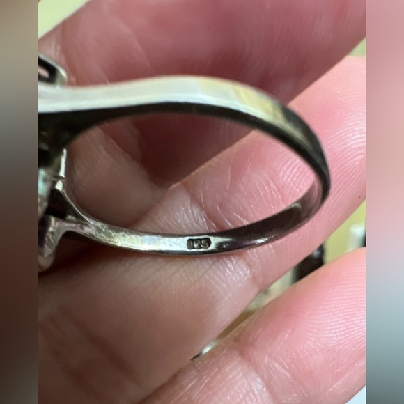 Solid sterling silver omega necklace;Amethyst stone-8.5”ring&pendant 5.2g - Picture 9 of 14